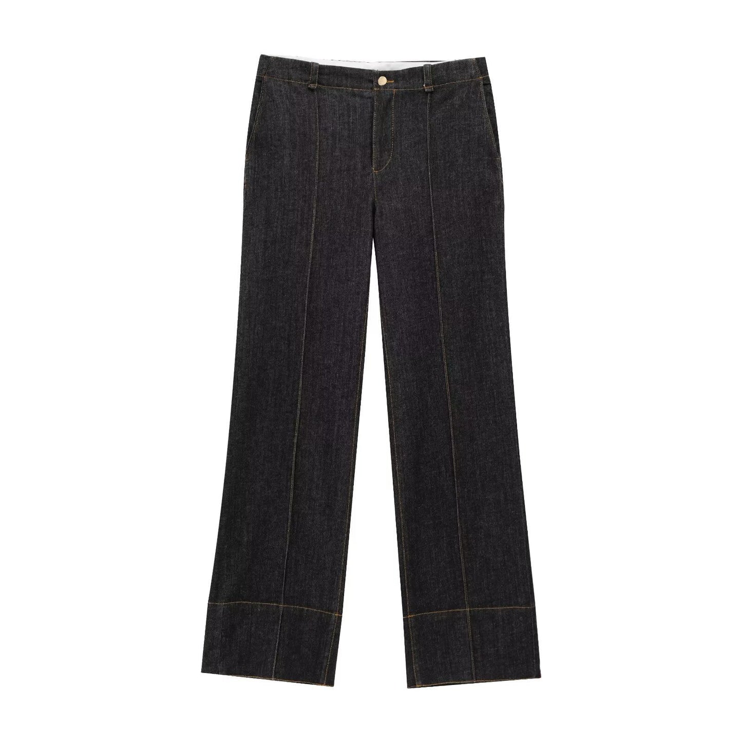 Dam Denim Set Högmidjade Jeans Skjorta 3D Effekt-3