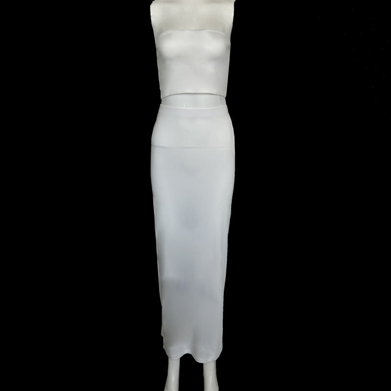 Tvådelat Set Dam Elegant Elastisk - Kjol och Topp för Festliga Tillfällen 4