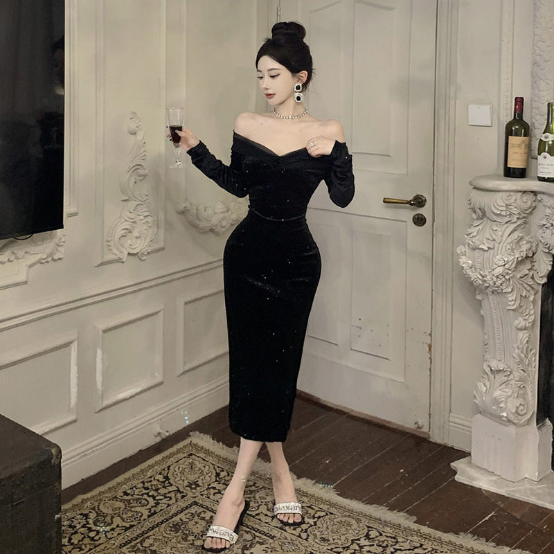 Kvinnors Midiklänning Färgblockad V-ringad Polyester Elastan-3