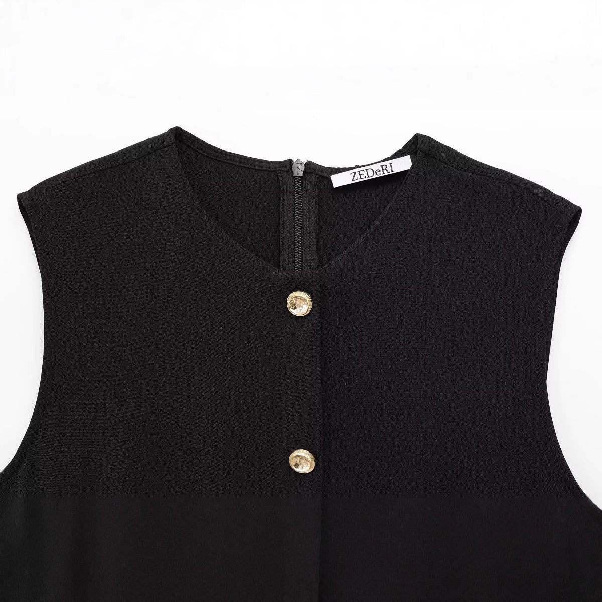 Damklänning A-Line Monokrom Högkvalitativt Tyg Midi Klänning-2