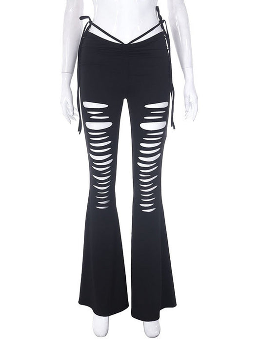 Dam Byxor Utskurna Elastiskt Material BlÄst Stil 1