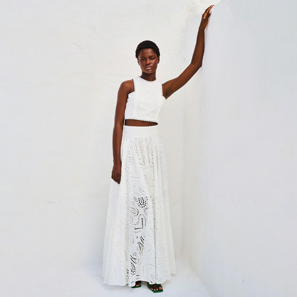 Fina Dam Klänningar Broderad Ärmlös Midi Set Polyester 6