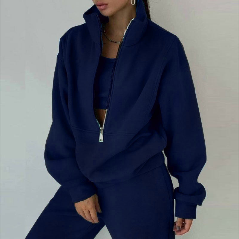 Variant image for Kvinnors Sport Set Fleece med Långa Ärmar och Dragkedja-37