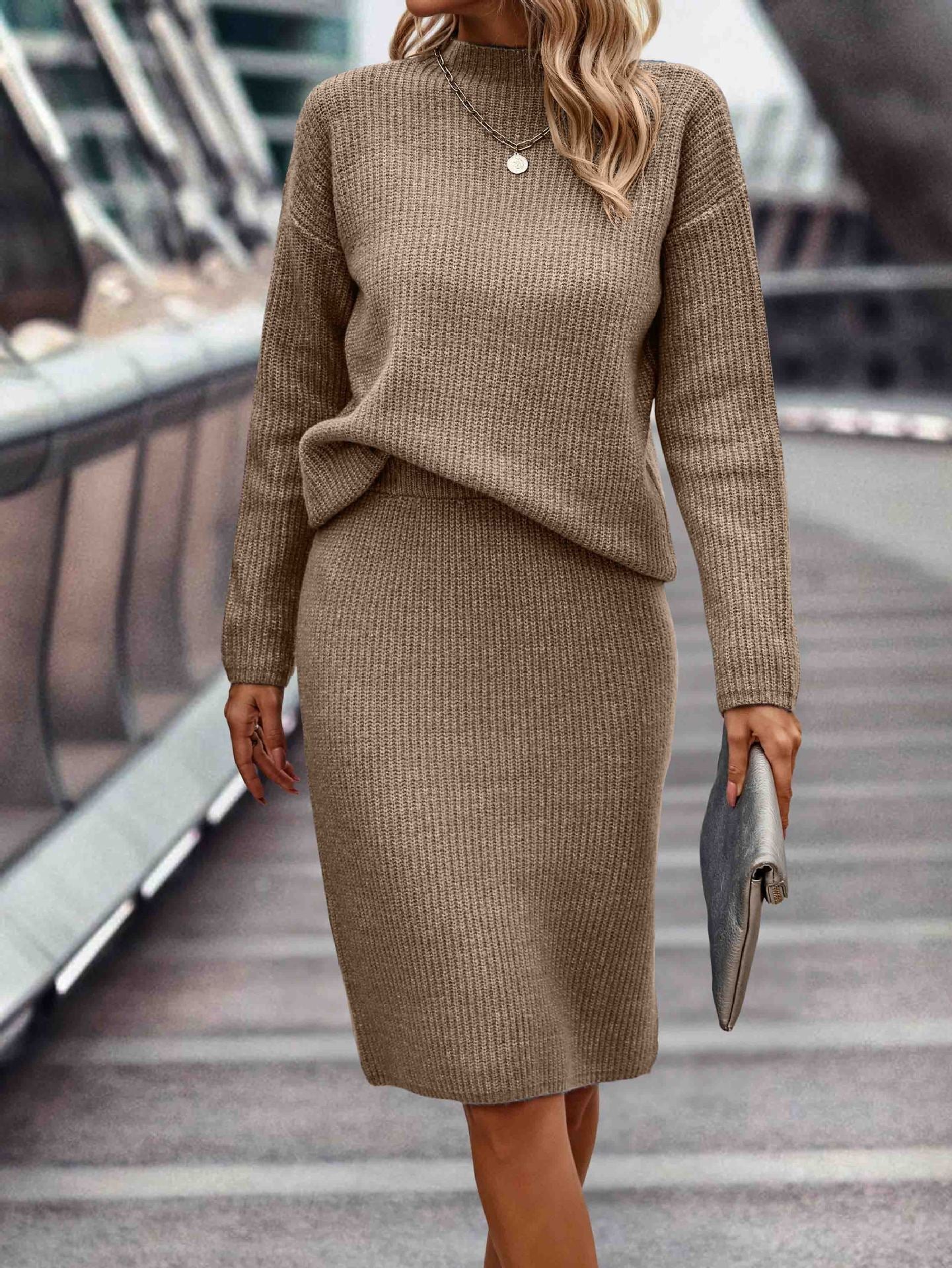 Dam Tröja Långärmad Halvhög Krage Akryl Loose Fit 15