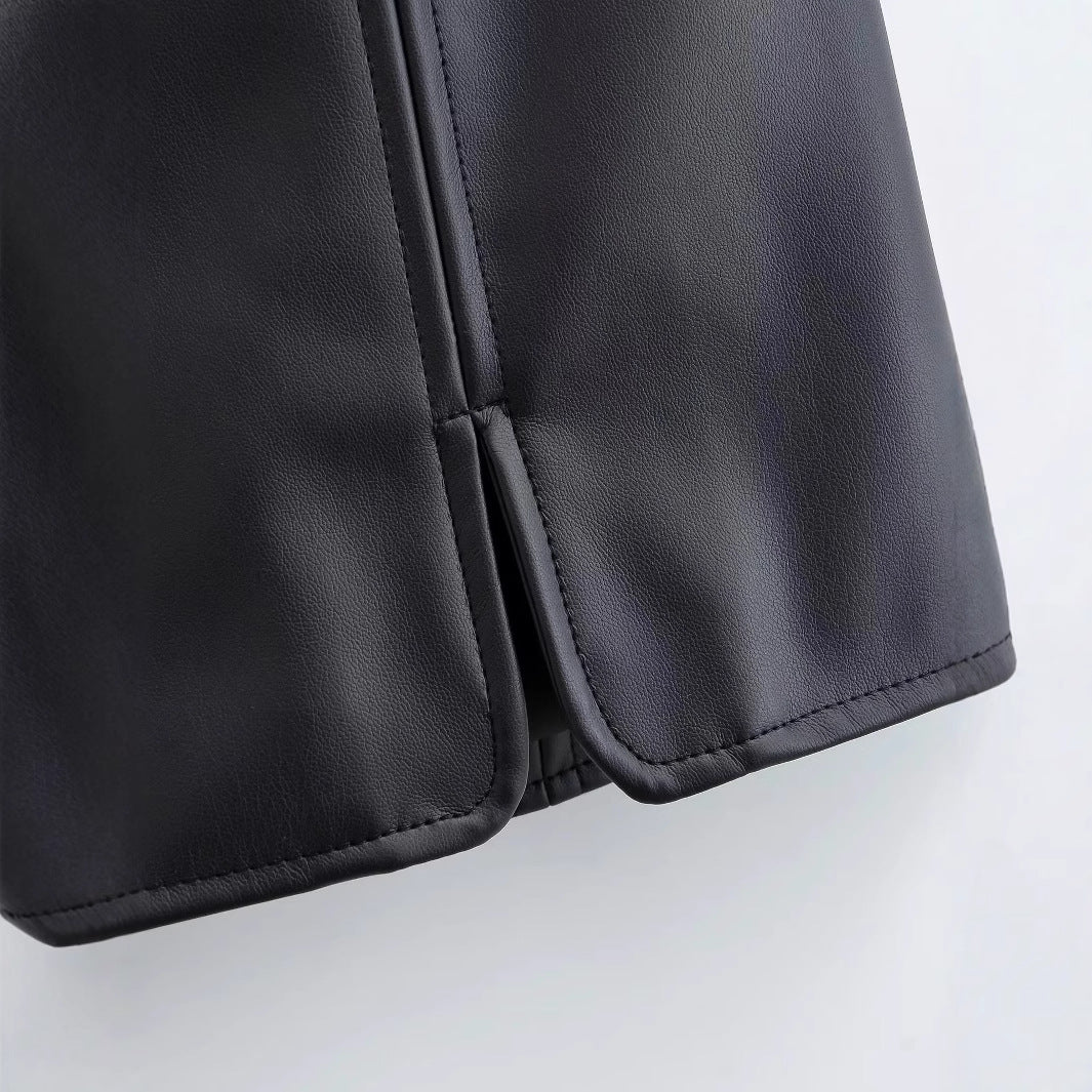 Synthetischer Damenrock in Figurnaher Passform mit Eleganten Nähten – Modernes Lederelement für Vielseitige Styles 3