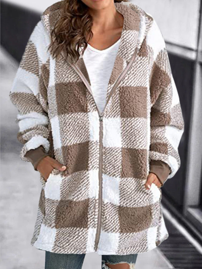 Damjacka Korthuvad Czip-Up Polyester Loose Fit med Fickor-2