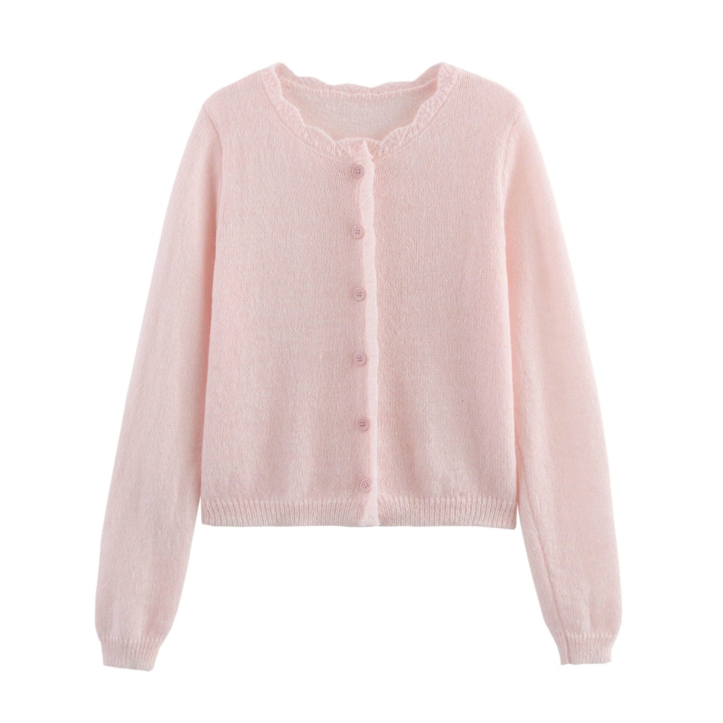 Kvinnors Cardigan Dekorativ Knappstängning Rüsch Detaljer Mjuk Tyg 6
