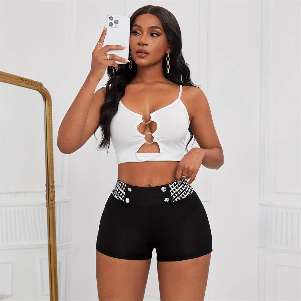 Kvinnor Hög Midja Shorts Elegant Design Elastiskt Tyg 4