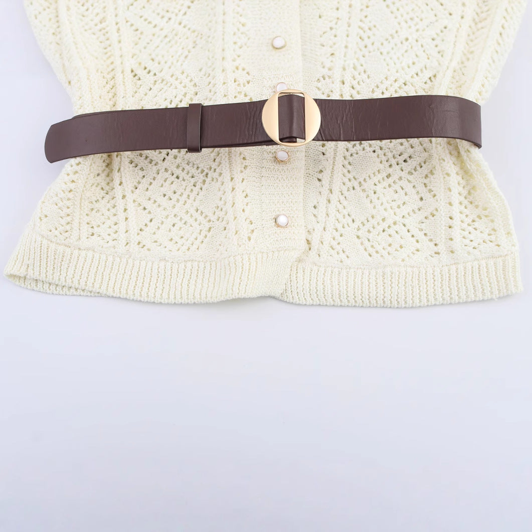 Kvinnors Stickklänning med Kofta och Bälte i Fint Material 4