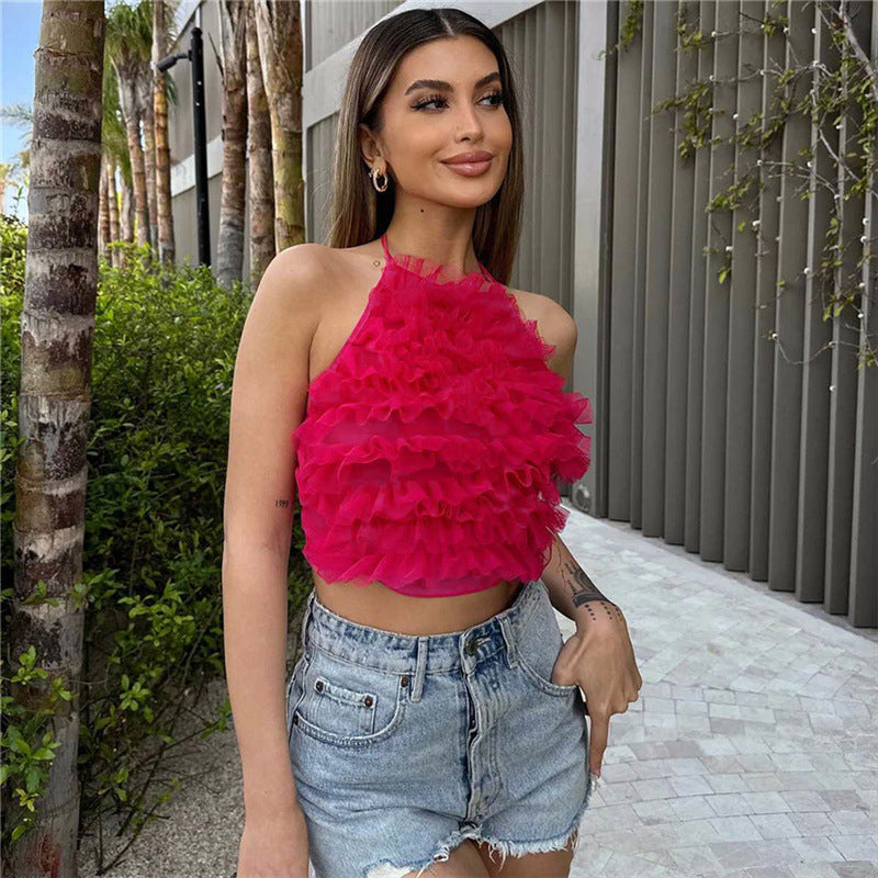 Dam Crop Top Fluffig Polyester Mjuk 6