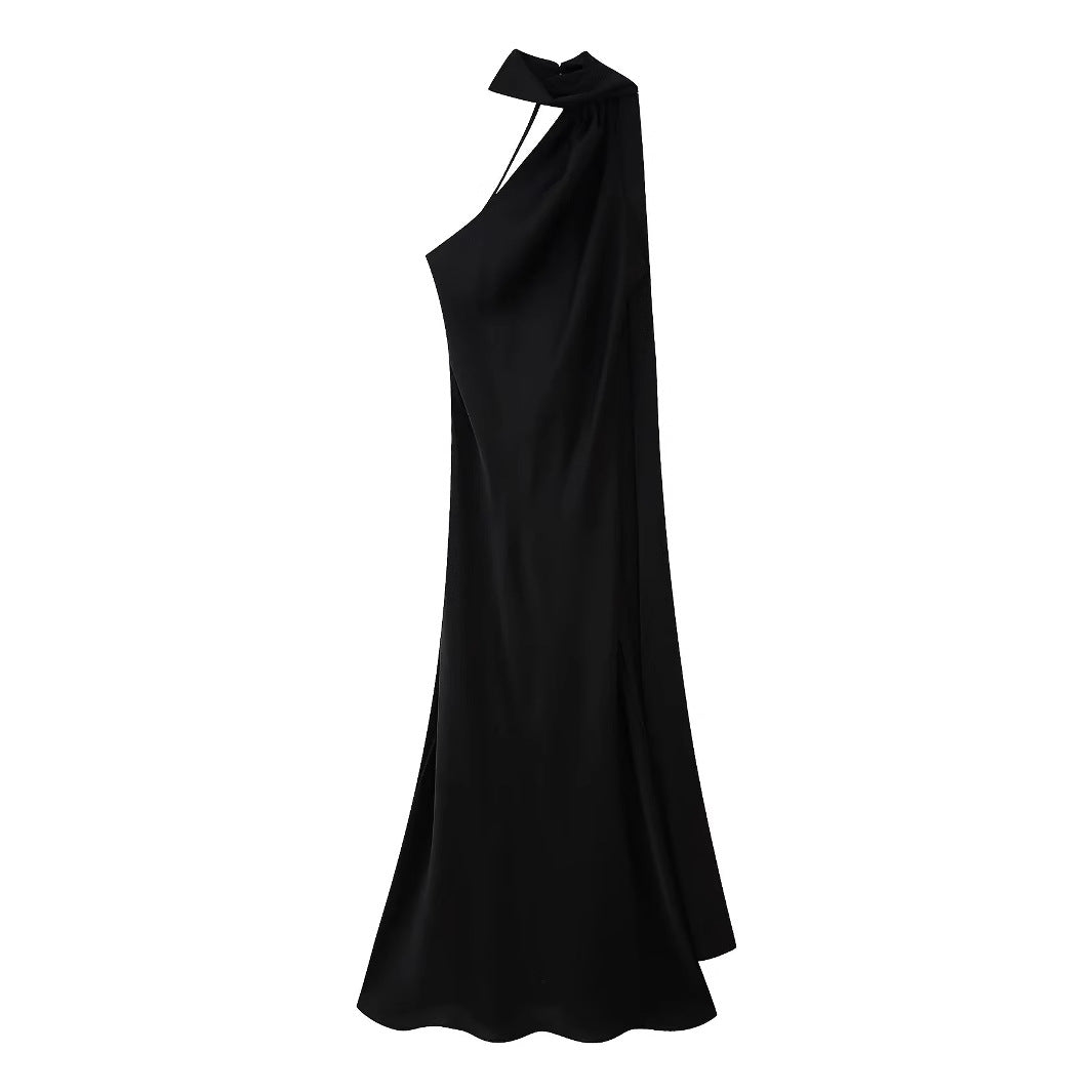 Kvinnors Aftonklänning Med Stativ-upp Krage Och Voluminös Cape Mjukt Tyg-4