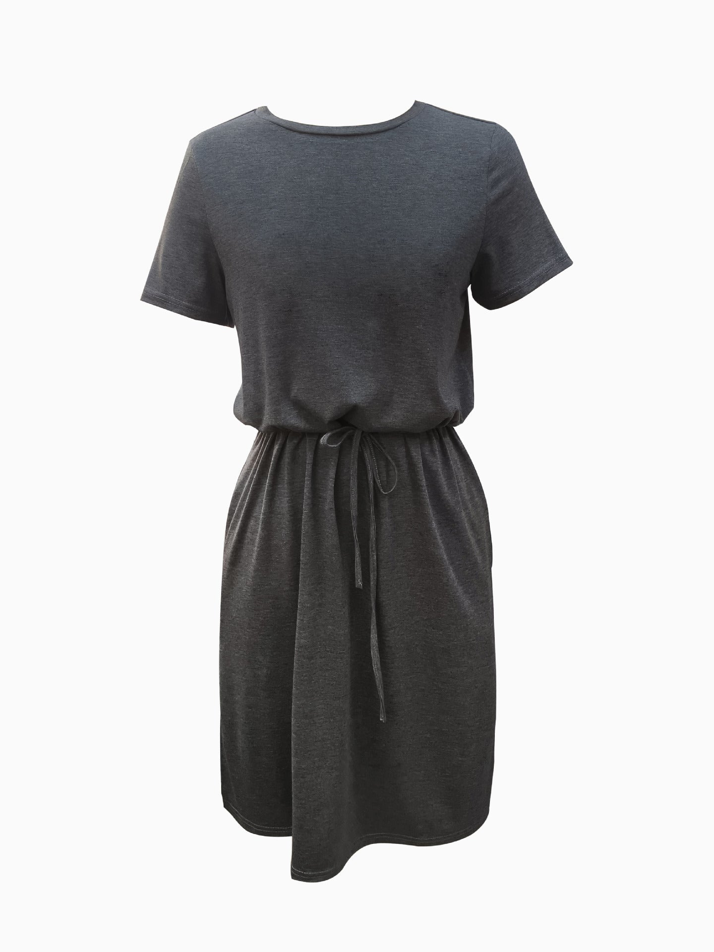 Fina Dam Klänningar Midi Patchwork Polyester Rundhals Korta Ärmar-4