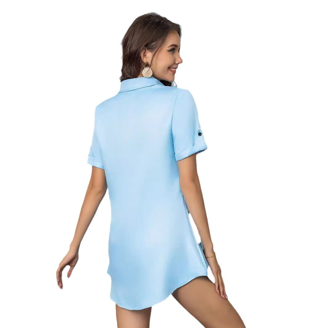 Kvinnors Midi Klänning A-Line Polyester Monokrom-6