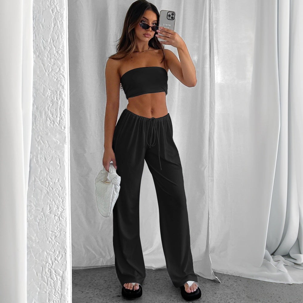 Dam Set med Ärmlös Top och Långa Byxor Polyester-2