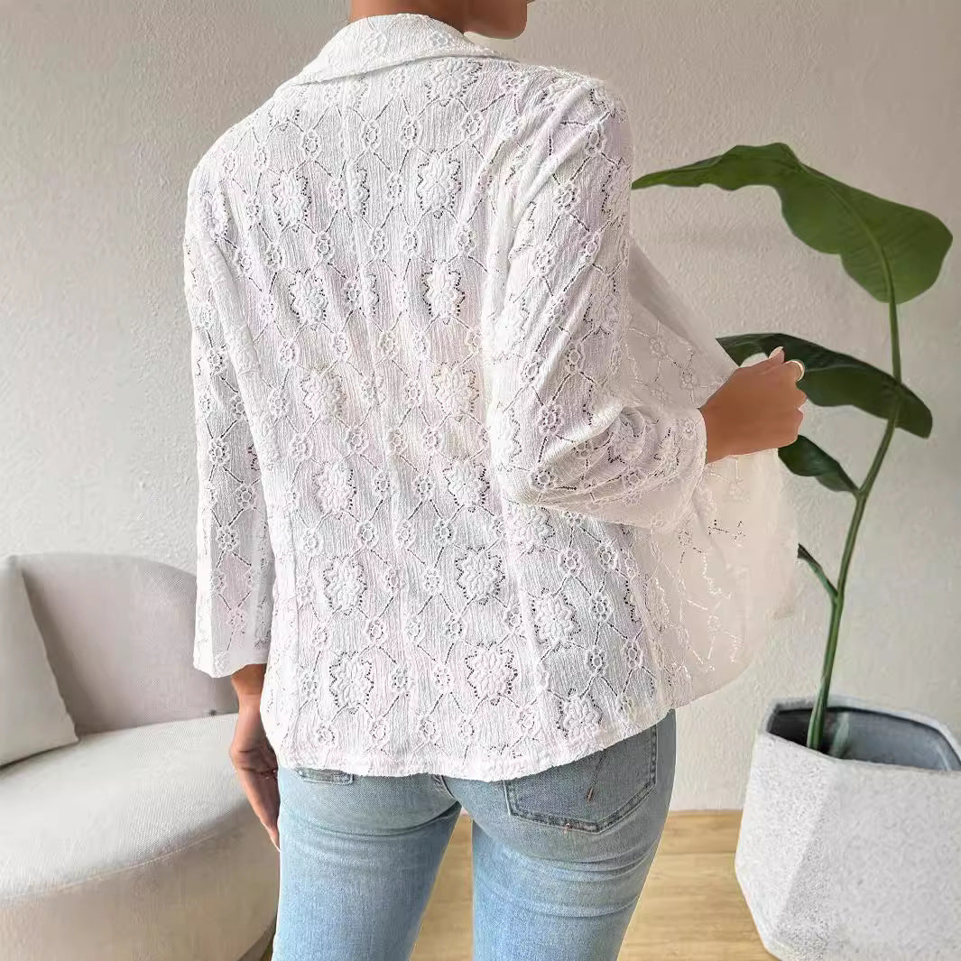 Dam Blazer Slim Fit med 9-Punktsärmar i Högkvalitativt Tyg-3
