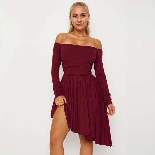 Kvinna Midi Kjol Hög Midja A-Line Polyester-1