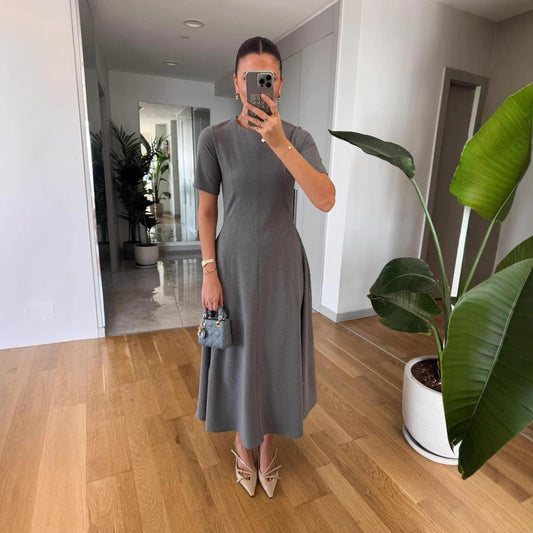 Dam Långklänning Med Midjekonstruktion Enfärgad Polyester-1