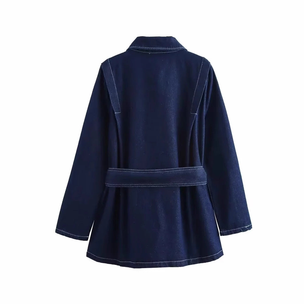 Kvinnor Bred Denimbyxor Hög Midja Femfickdesign Högkvalitativ Denim-4