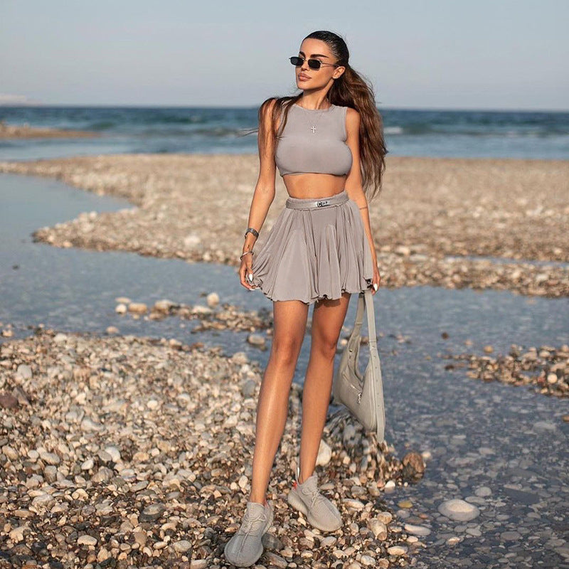 Damen Set: Elegantes Crop-Top und Vikkjol für Sommer – Baumwolle und Polyester, Leicht und Luftig, Ideal für Festliche Anlässe 4