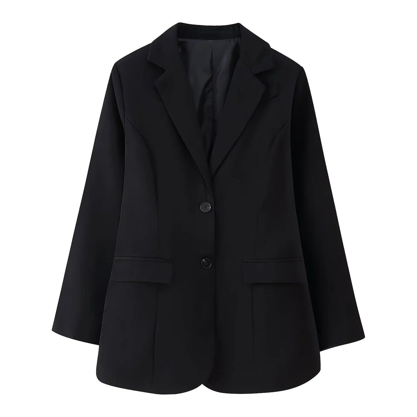Kvinnors Överdimensionerad Blazer Med Två Knappar Och Praktiska Fickor 4