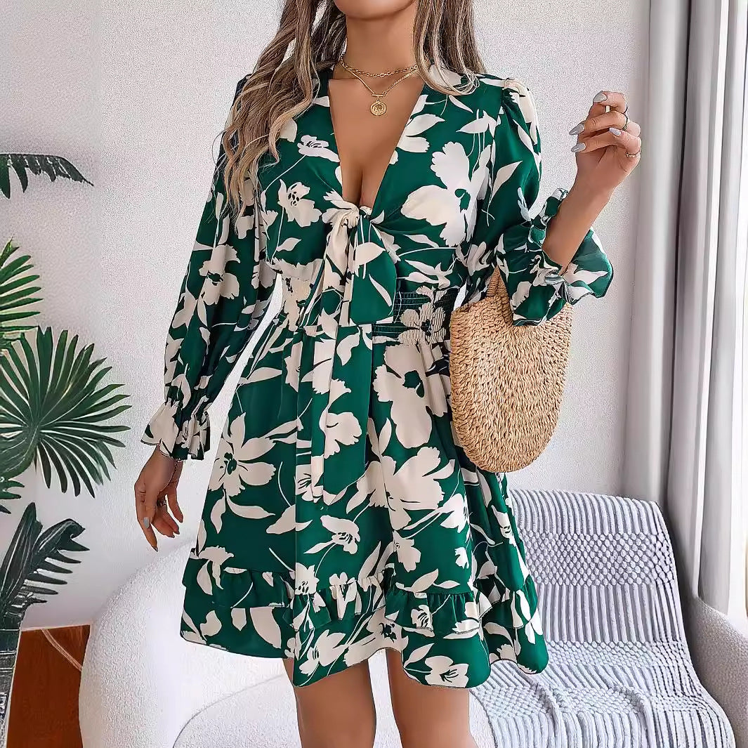 Kvinna A-Line Klänning Långärmad Polyester-4