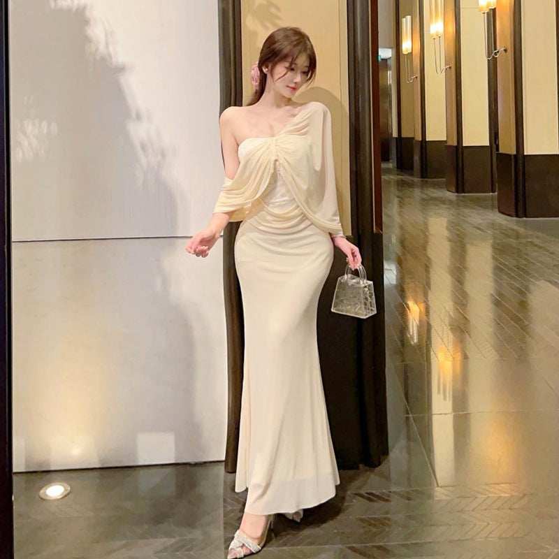 Dam Klänning Fishtail Slim Fit Polyester Elegant Bodycon-3
