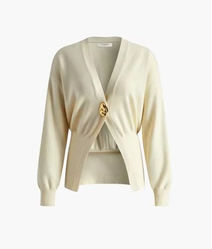Kvinnors Cardigan Elegant Knappdetalj Mjuk Bomullsblandning 8
