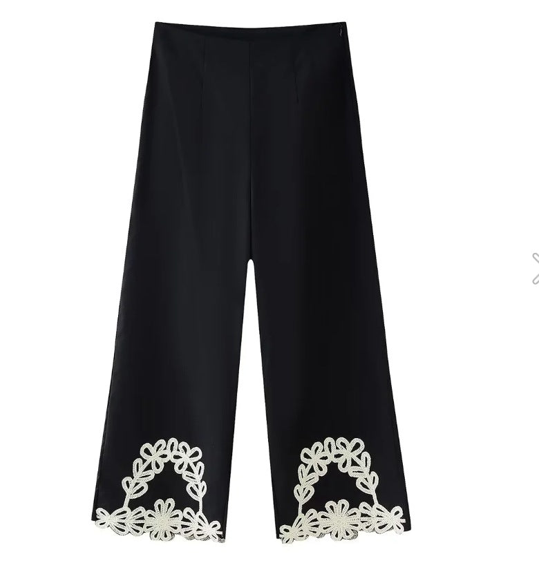 Variant image for Kvinnor Palazzo-byxor Blommiga Detaljer Luftigt Tyg-1