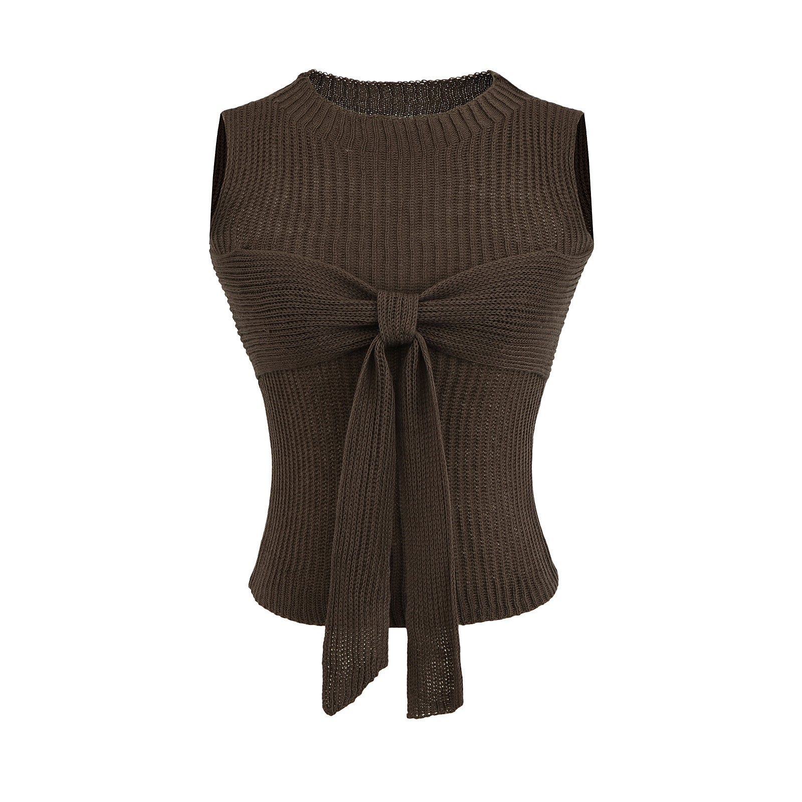 Kvinnors Topp Stickad Design med Dekorativ Bindning i Andningsbar Bomullsmix 6