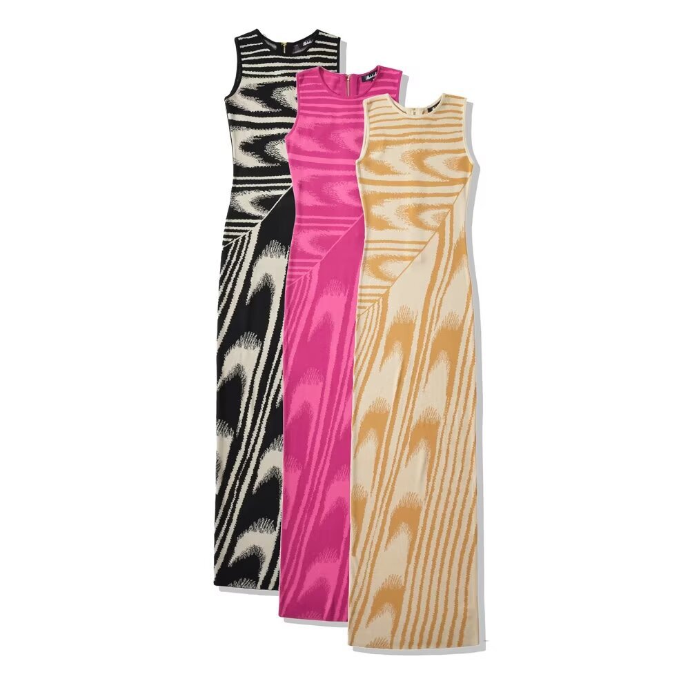 Damklänning Bodycon Jacquard Lång Ärmlös-3