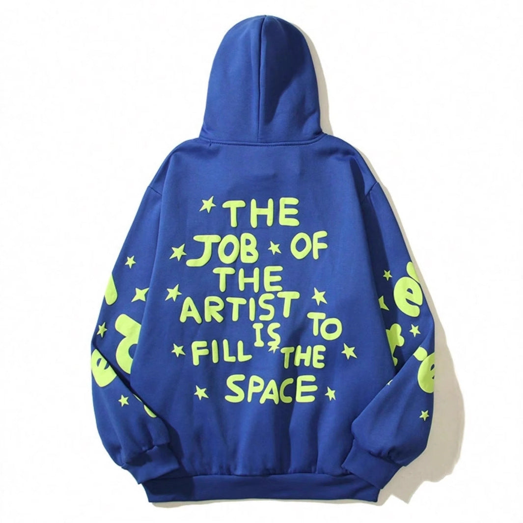 Dam Hoodie i Polyester med Tryckt Mönster – Avslappnad Passform för Street Fashion 3