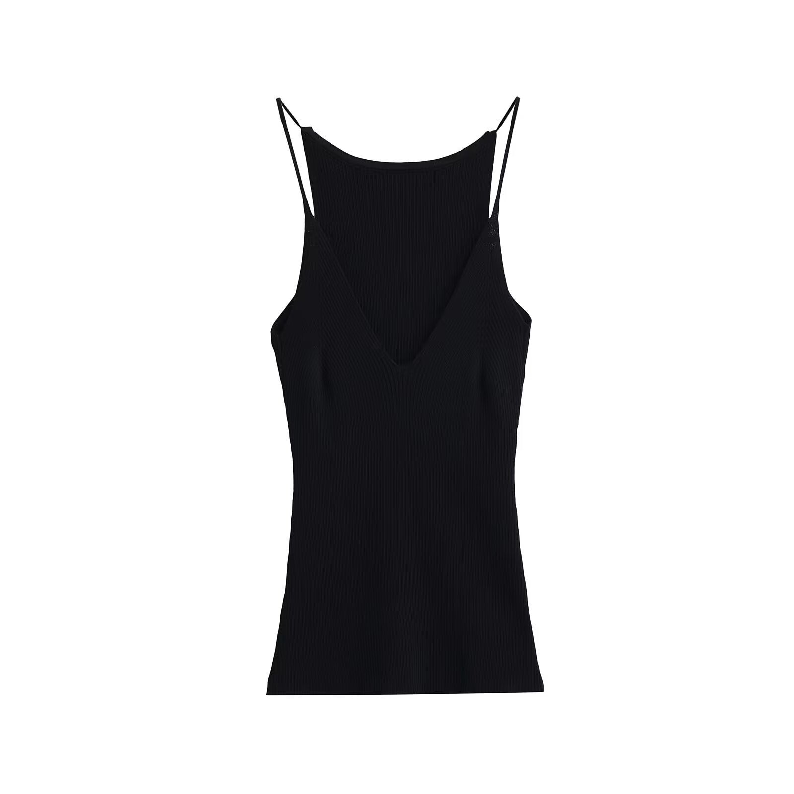 Kvinnors Topp V-ringning Ribbad Design Tyll 95% Bomull 5% Elastan 6
