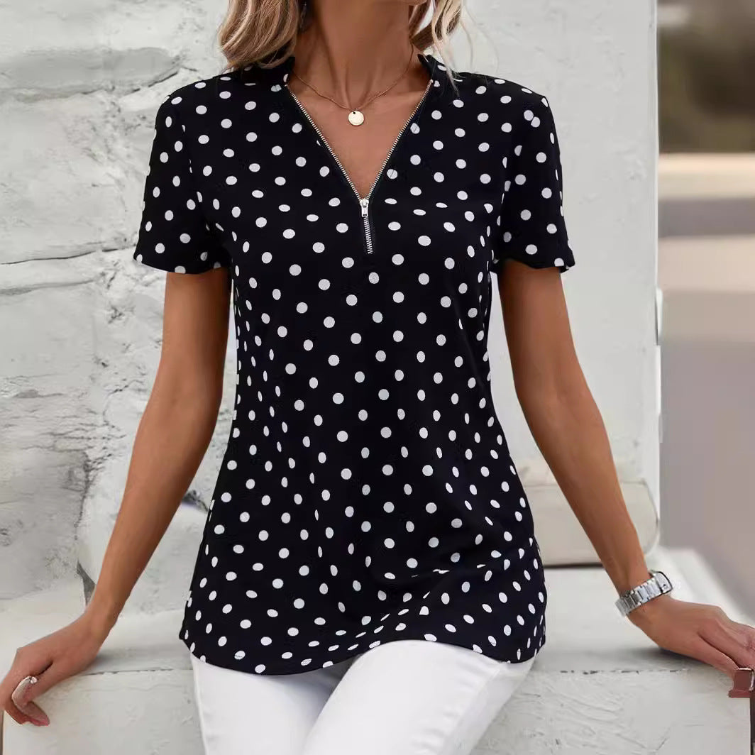 Dam V-ringad Tröja i Oregelbunden Design – Polyester, Hållbar och Trendig, Perfekt för Vardag och Fest 2