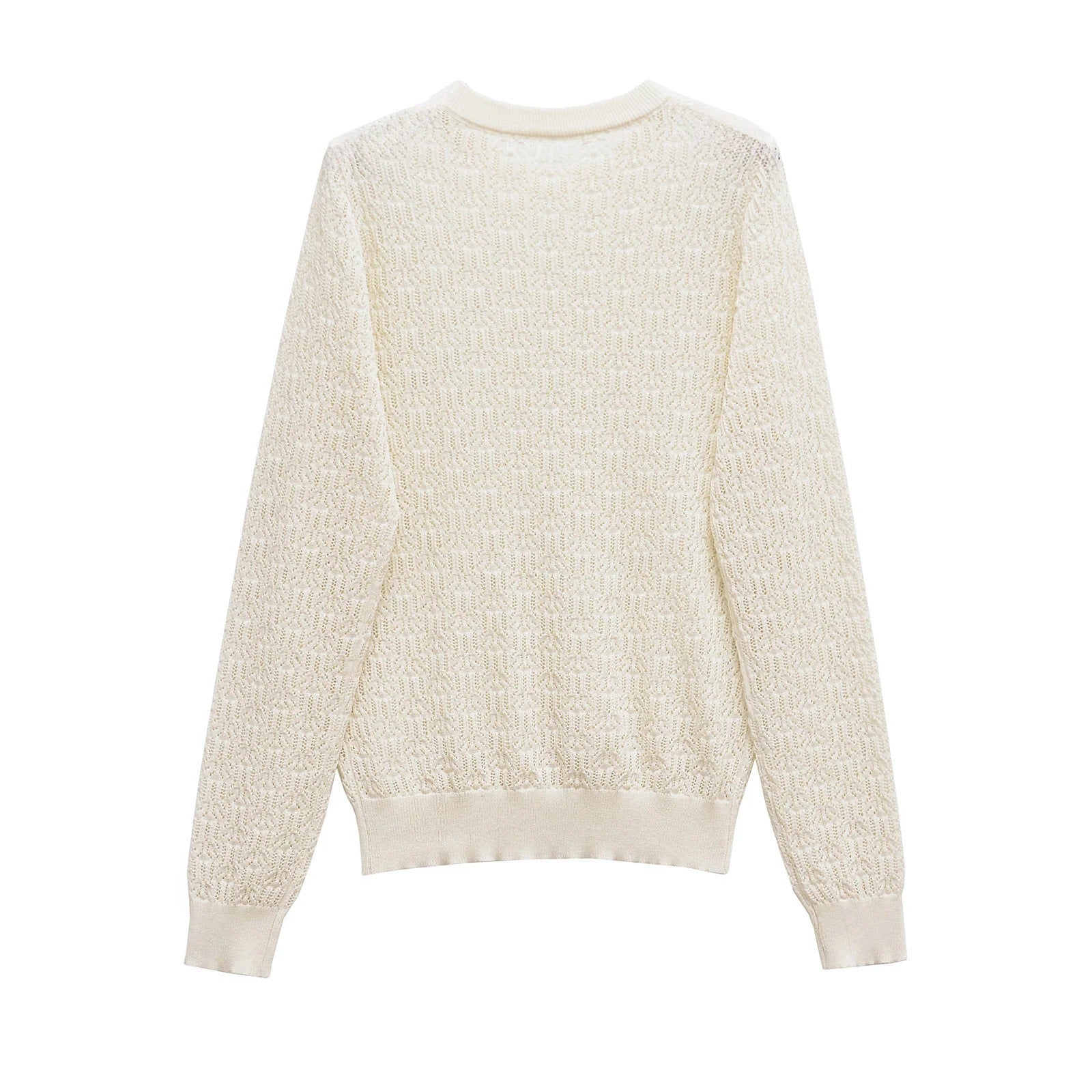 Stickad Dam Tröja med Rund Hals och Detaljerat Mönster i Akryl – Bekväm och Stilren för Vardagsbruk 2