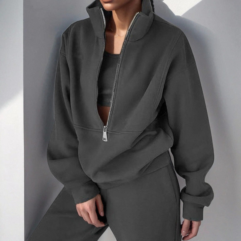 Variant image for Kvinnors Sport Set Fleece med Långa Ärmar och Dragkedja-50
