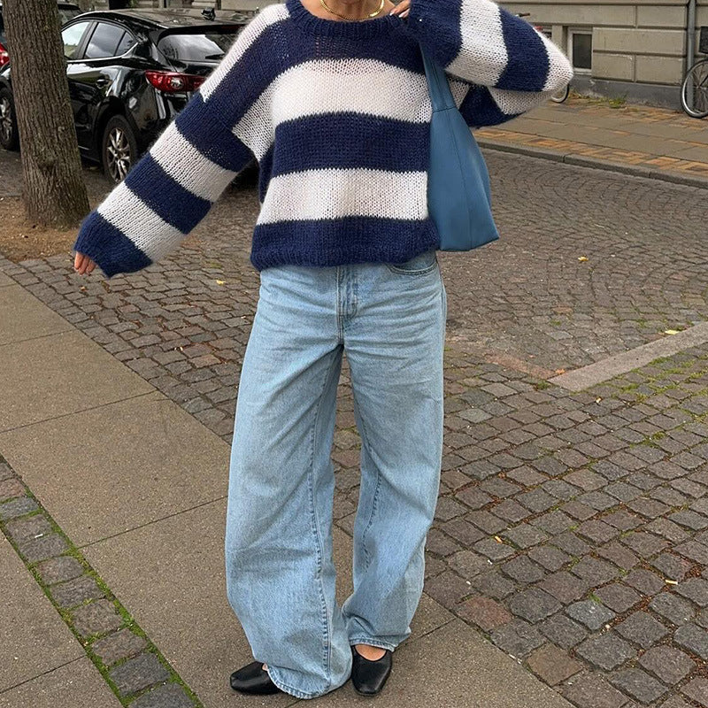 Kvinnors Fritidströja Klassisk Stil Mjuk Stickad Fiber-2