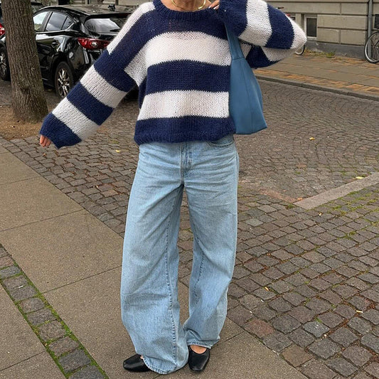 Kvinnors Fritidströja Klassisk Stil Mjuk Stickad Fiber-1
