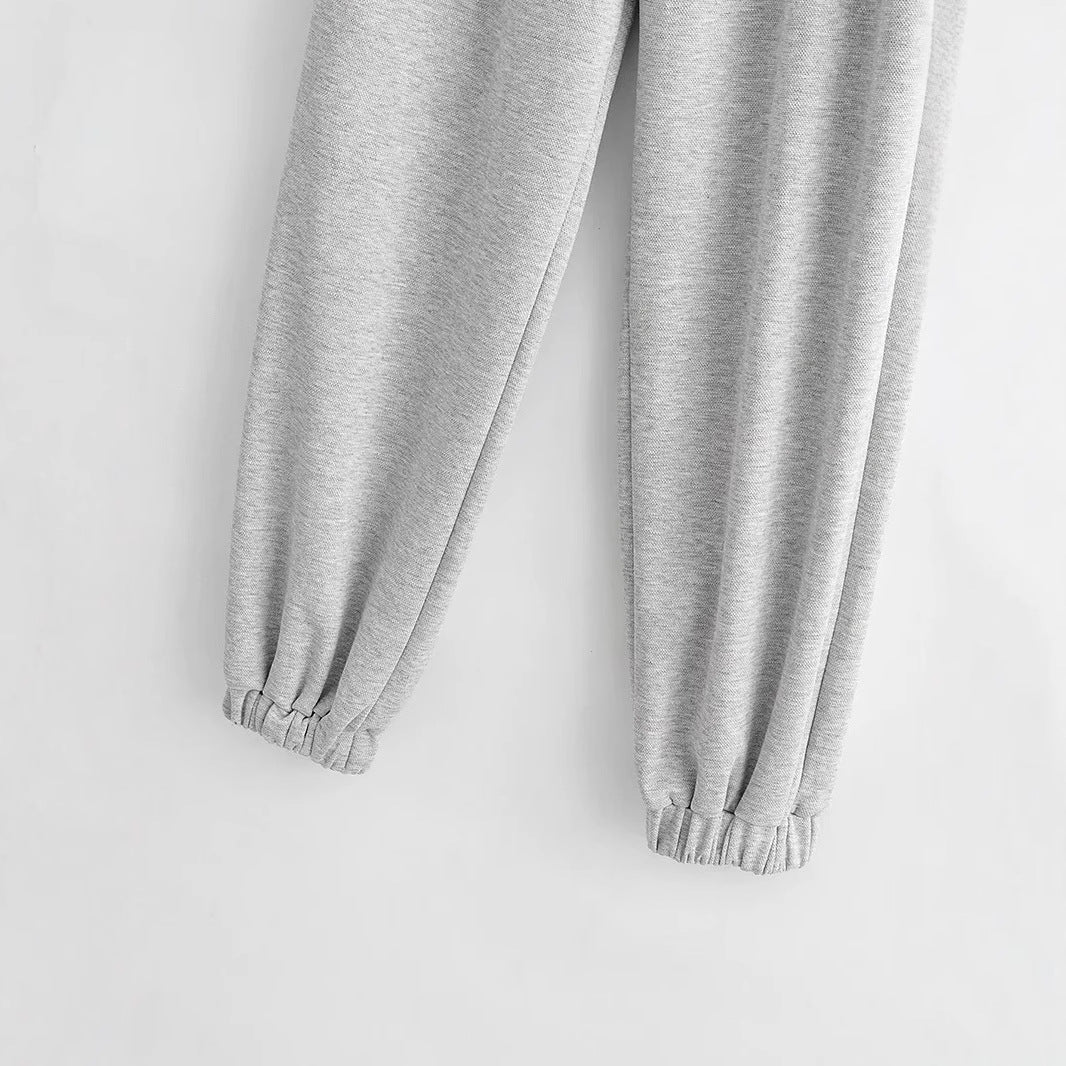 Fritidsbyxor Dam Med Elastiskt Midjeband Smal Ben Mjukt Tyg 4