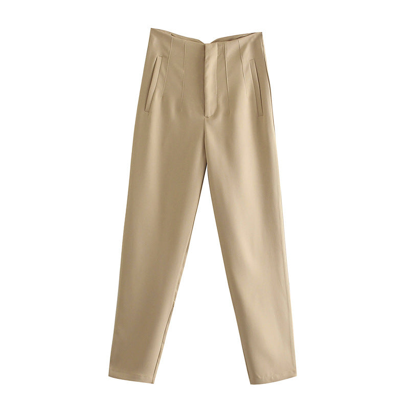 Dam Nio-punkts Byxor Smala Passande Polyester-3