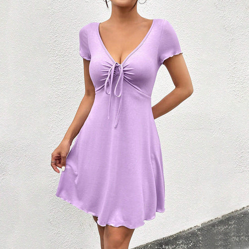 Dam Mini-kjol V-ringad A-linjeformad Polyester-1