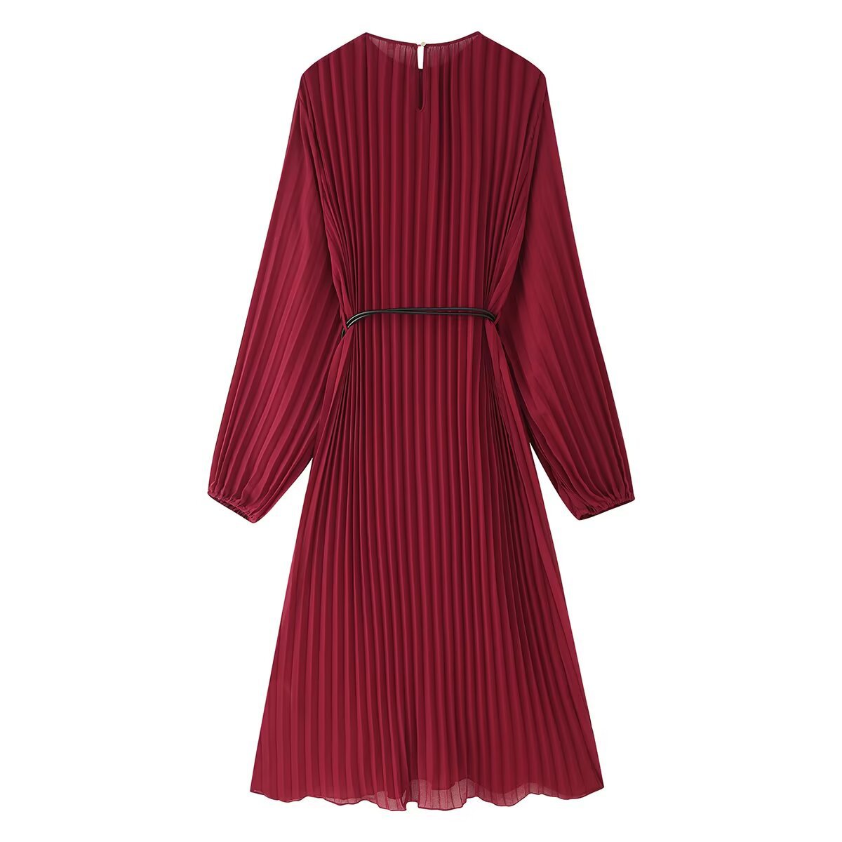 Dam Klänning Midi Justerbar Midja Polyester Elegant-3