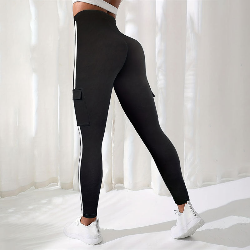 Kvinnors Sport Leggings med Sidofickor och Reflekterande Ränder – Andningsbart Tyg för Komfort och Säkerhet 4