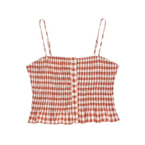 Dam Set Rutig Topp Midi-Kjol Satin 1