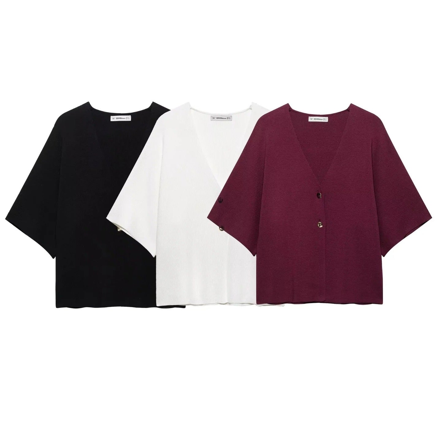 Kvinnors Kofta V-hals Mjukt Tyg Med Dekorativa Knappar-2