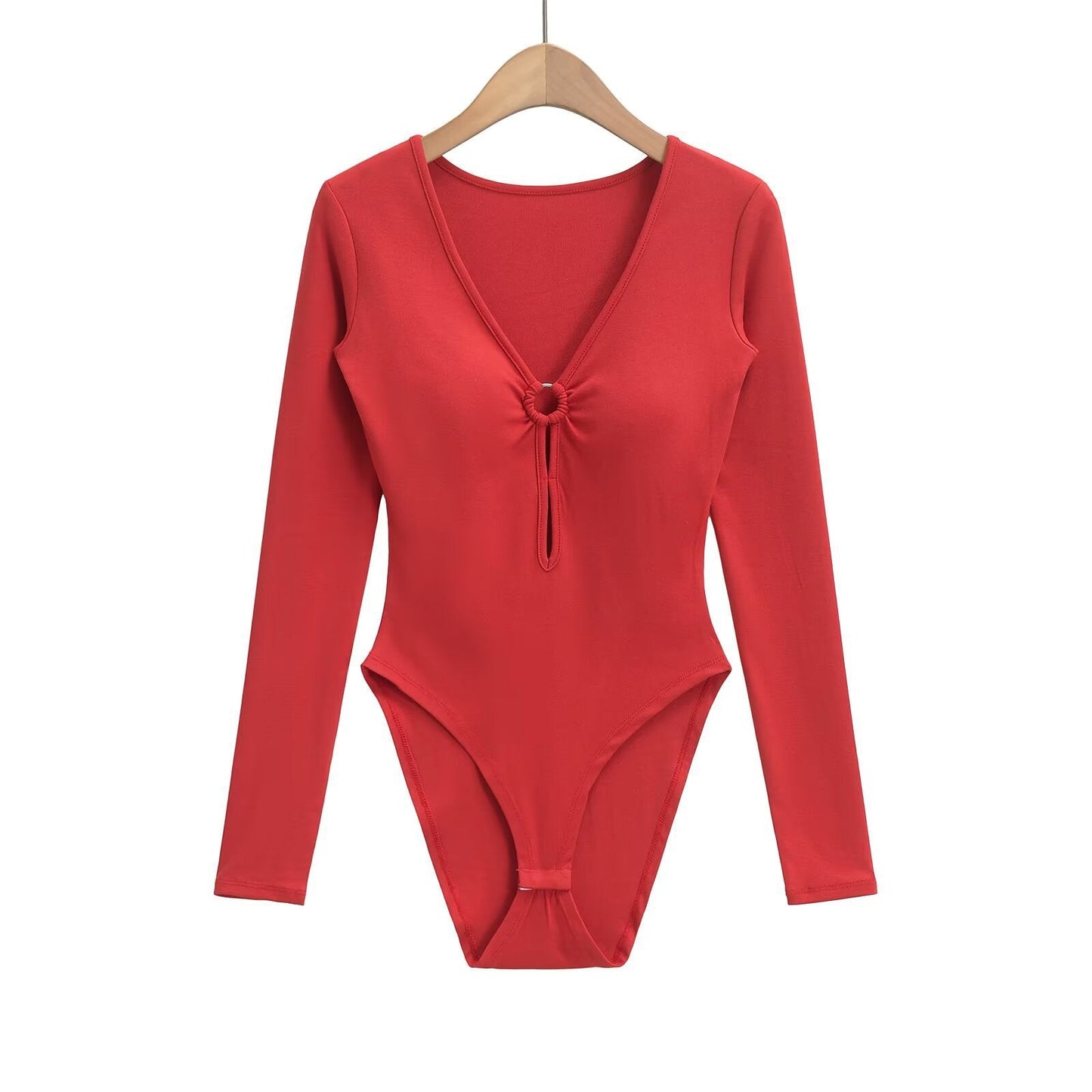 Kvinnor Bodysuit Långärmad V-ringning Mjuk Blandning 4