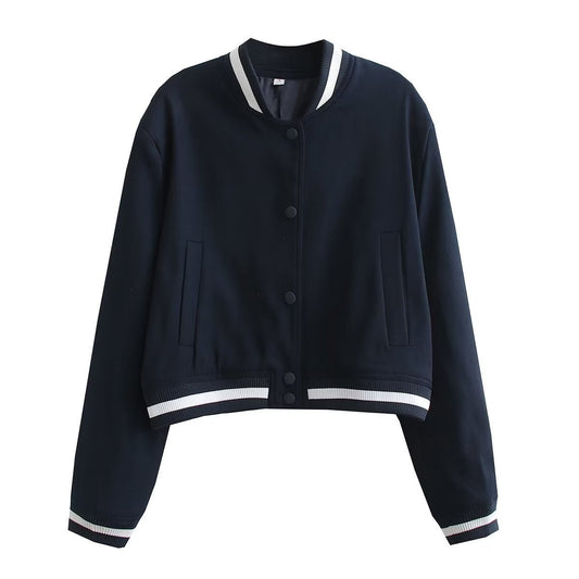 Kort Jacka Dam Sportig Stil Ribbad Polyester-1