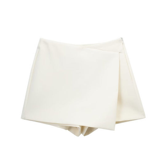 Dam Högbelagda Smala Byxor Asymmetrisk Polyester Elegant Stil-1