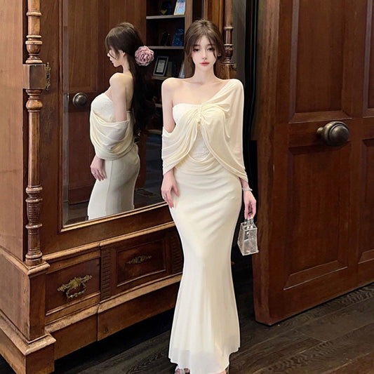 Dam Klänning Fishtail Slim Fit Polyester Elegant Bodycon-1