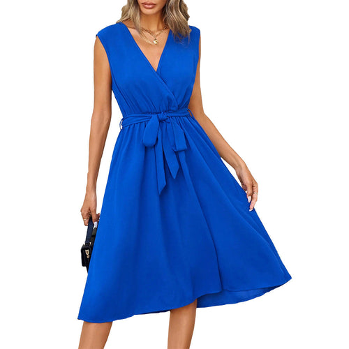 Damklänning A-Line Midi Monokrom Högkvalitativt Tyg-1