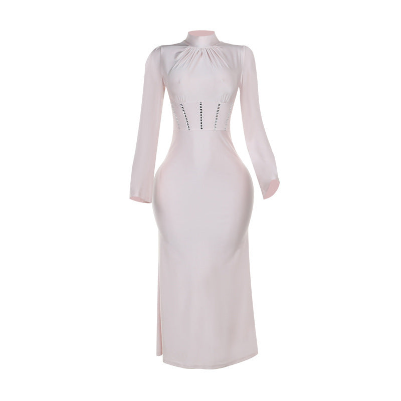 Kvinnors Golvlängdsklänning Långa Ärmar Högkvalitativt Tyg 6